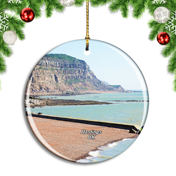 UK England Hastings Shore Cliff Christmas Ornament