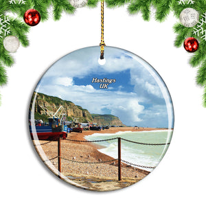 UK England Hastings Sussex Sea Christmas Ornament