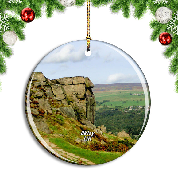 UK England Ilkley Rock Christmas Ornament