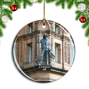 UK England Liverpool John Lennon Statue Mathew Street Christmas Ornament