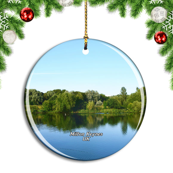 UK England Milton Keynes Lodge Lake Christmas Ornament