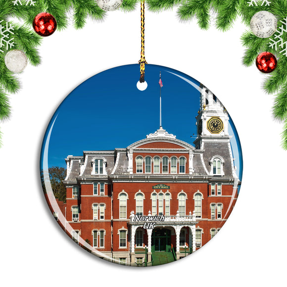 UK England Norwich City Hall Building Christmas Ornament