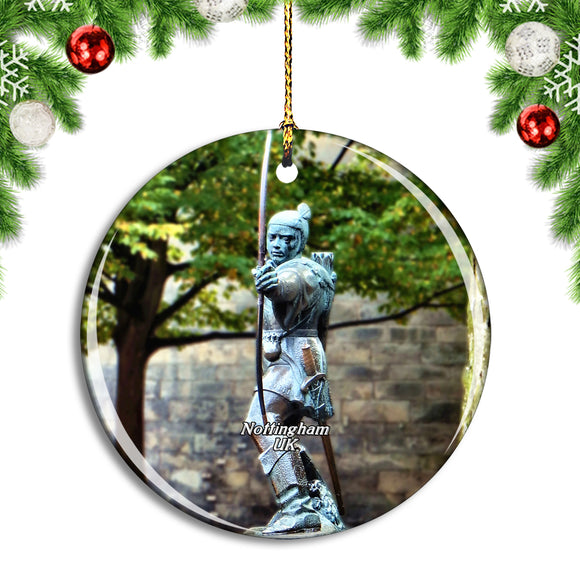 UK England Nottingham Robin Hood Statue Christmas Ornament