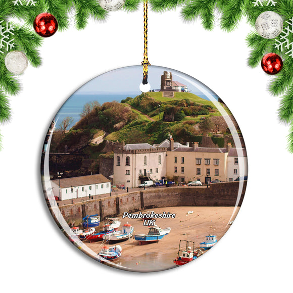 UK England Pembrokeshire Beach Christmas Ornament