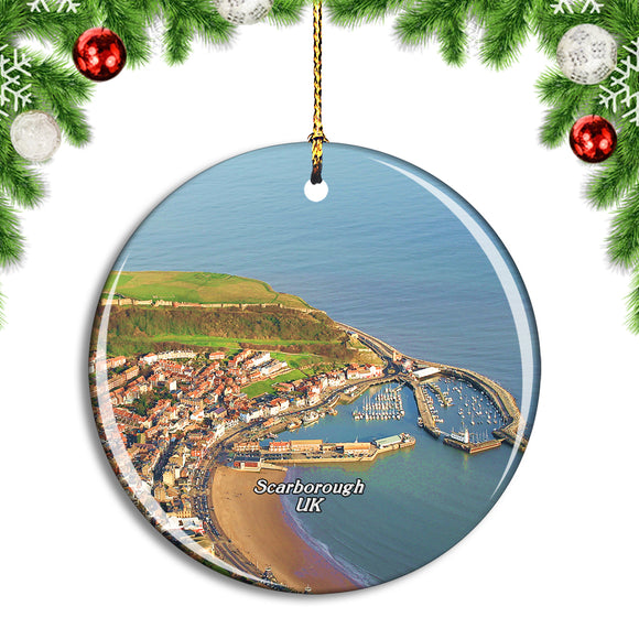 UK England Scarborough Beach Christmas Ornament