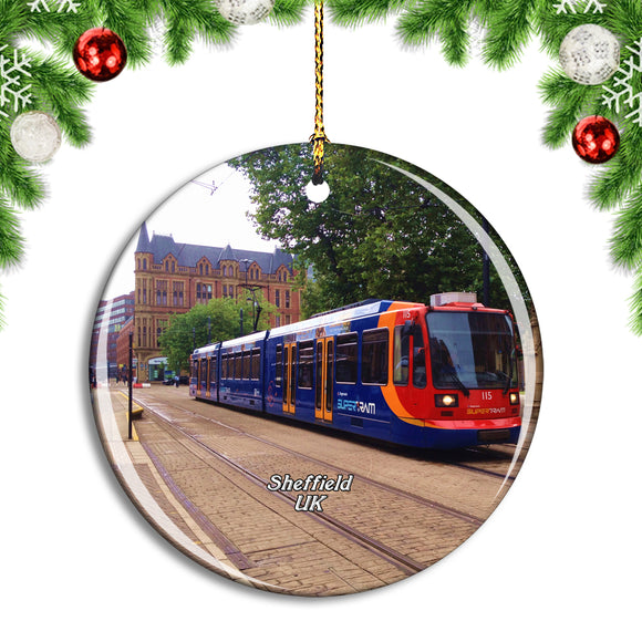 UK England Sheffield Tram Christmas Ornament