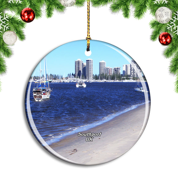 UK England Southport Gold Coast Beach Christmas Ornament