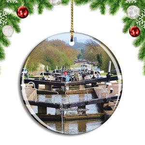 UK England Stratford-upon-Avon Hatton Locks Christmas Ornament