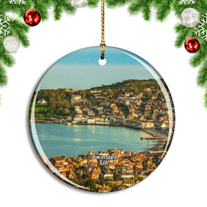 UK England Swanage Bay View Christmas Ornament