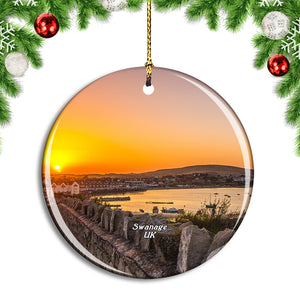 UK England Swanage Bay Christmas Ornament