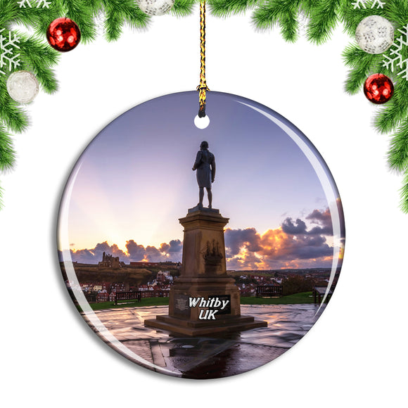 UK England Whitby Captain Cook Monument Christmas Ornament