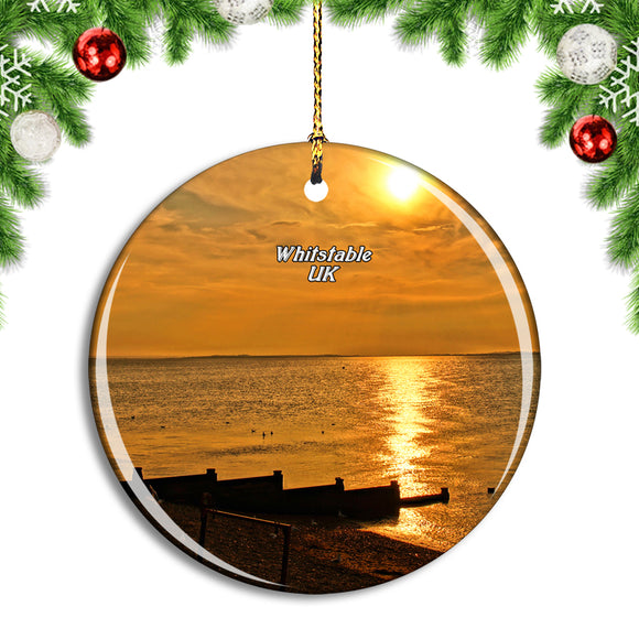 UK England Whitstable Tankerton Beach Christmas Ornament