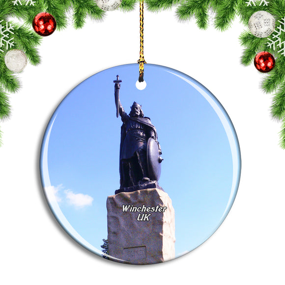 UK England Winchester Statue of Alfred the Great Christmas Ornament