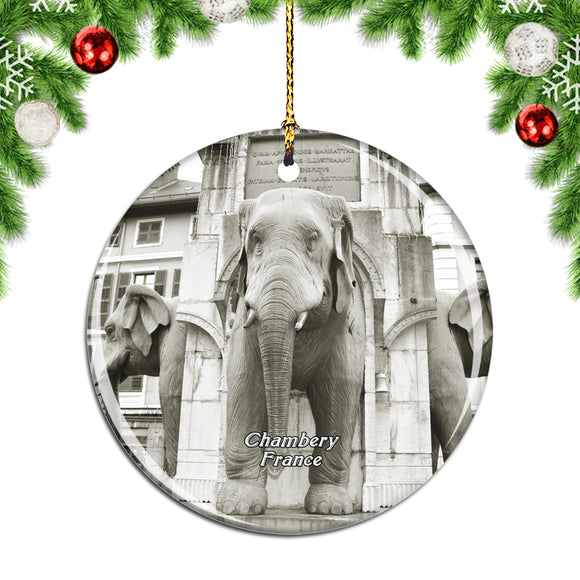 France Fountain of Elephants Chambery Christmas Ornament