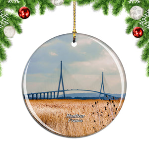 France Normandy Bridge Honfleur Christmas Ornament