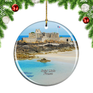 France Saint Malo Castle Christmas Ornament