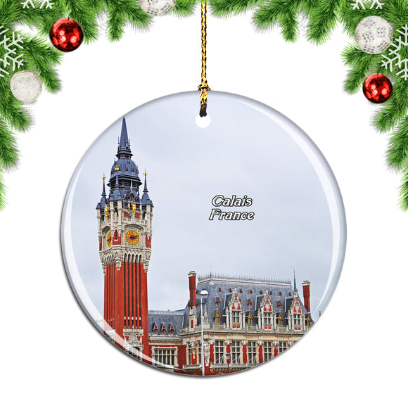 France Town Hall Calais Christmas Ornament