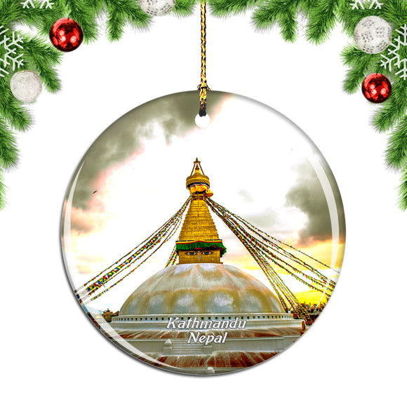 Boudhanath Kathmandu Nepal Christmas Ornament