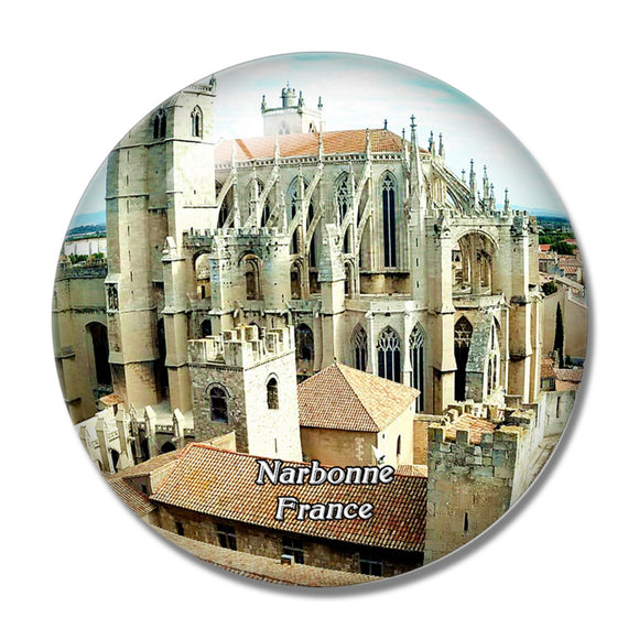 Narbonne France Cathedrale St-Just 3D Fridge Magnet Crystal Glass