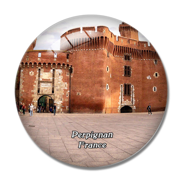 Perpignan France Castillet 3D Fridge Magnet Crystal Glass