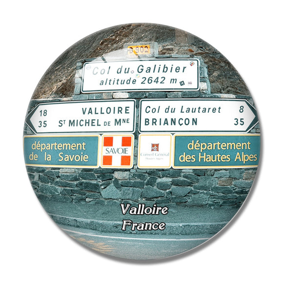 Valloire France Col du Galibier 3D Fridge Magnet Crystal Glass