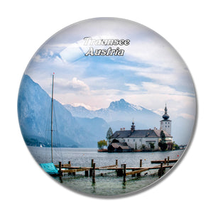 Traunsee Castle Venue Austria 3D Fridge Magnet Crystal Glass