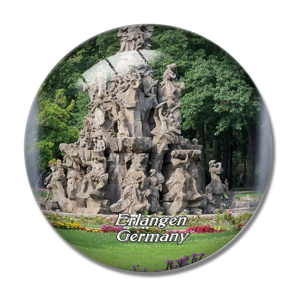 Erlangen Fountain Germany 3D Fridge Magnet Crystal Glass