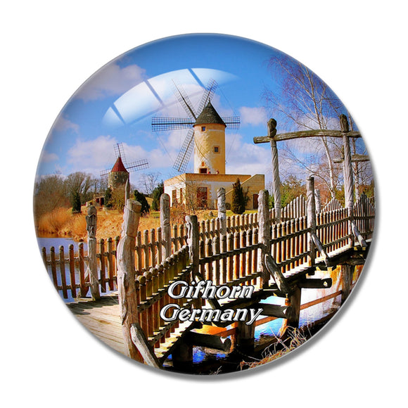 Gifhorn Mill Germany 3D Fridge Magnet Crystal Glass