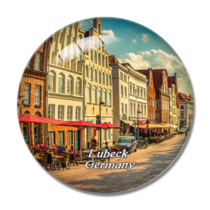 Lubeck Town Street Germany 3D Fridge Magnet Crystal Glass