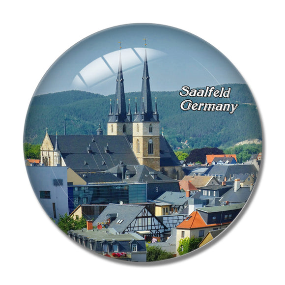 Saalfeld Skyline Germany 3D Fridge Magnet Crystal Glass