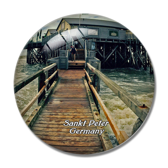 Sankt Peter-Ording Beach Pier Germany 3D Fridge Magnet Crystal Glass