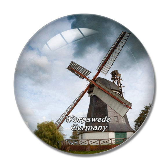 Worpswede Windmill Germany 3D Fridge Magnet Crystal Glass