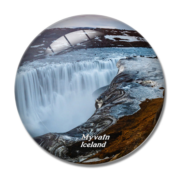 Iceland Dettifoss Myvatn 3D Fridge Magnet Crystal Glass