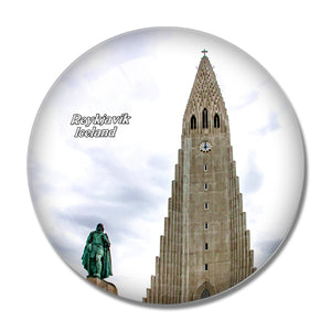 Iceland Hallgrimskirkja Reykjavik 3D Fridge Magnet Crystal Glass