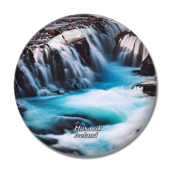 Iceland Selfoss Waterfall Husavik 3D Fridge Magnet Crystal Glass