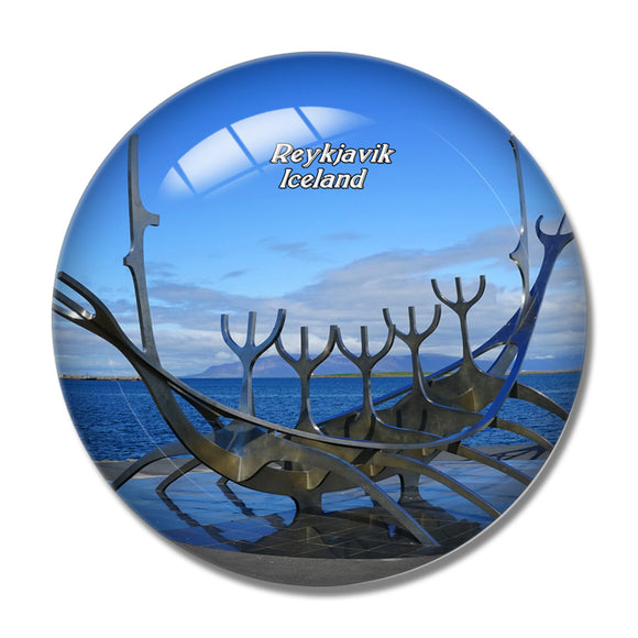 Iceland Sun Voyager Reykjavik 3D Fridge Magnet Crystal Glass