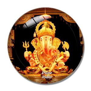 India Ganapati Temple Pune 3D Fridge Magnet Crystal Glass