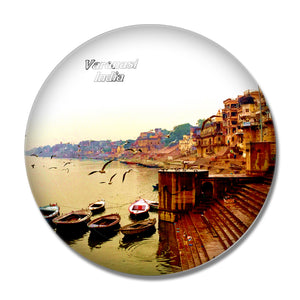 India Ganges River Varanasi 3D Fridge Magnet Crystal Glass