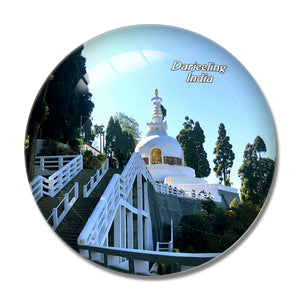 India Japanese Temple Darjeeling 3D Fridge Magnet Crystal Glass