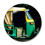 India Rickshaw New Delhi 3D Fridge Magnet Crystal Glass