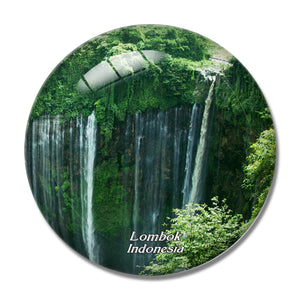 Indonesia Sendang Gile and Tiu Kelep Waterfall Lombok 3D Fridge Magnet Crystal Glass