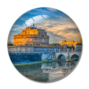 Italy Castel Sant'Angelo Bridge Rome 3D Fridge Magnet Crystal Glass