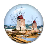 Italy Saline Della Laguna Marsala Sicily 3D Fridge Magnet Crystal Glass