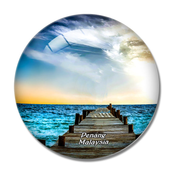 Malaysia lan Jetties Of Penang 3D Fridge Magnet Crystal Glass