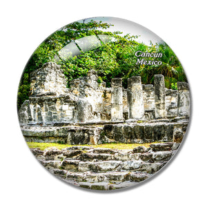 Mexico El Rey Archaeological Zone Cancun 3D Fridge Magnet Crystal Glass