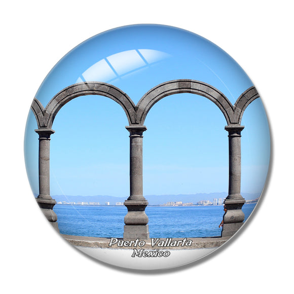 Mexico Malecon Boardwalk Puerto Vallarta 3D Fridge Magnet Crystal Glass