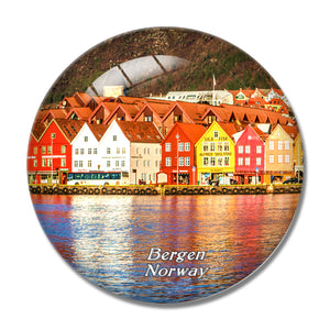 Norway Bryggen Hanseatic Wharf Bergen 3D Fridge Magnet Crystal Glass