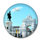 Portugal Commercial Square Lisbon 3D Fridge Magnet Crystal Glass