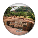 Rock-Hewn Churches of Lalibela Ethiopia 3D Fridge Magnet Crystal Glass