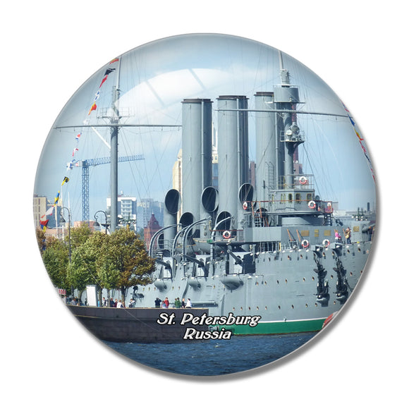 Russia Cruiser Aurora St. Petersburg 3D Fridge Magnet Crystal Glass